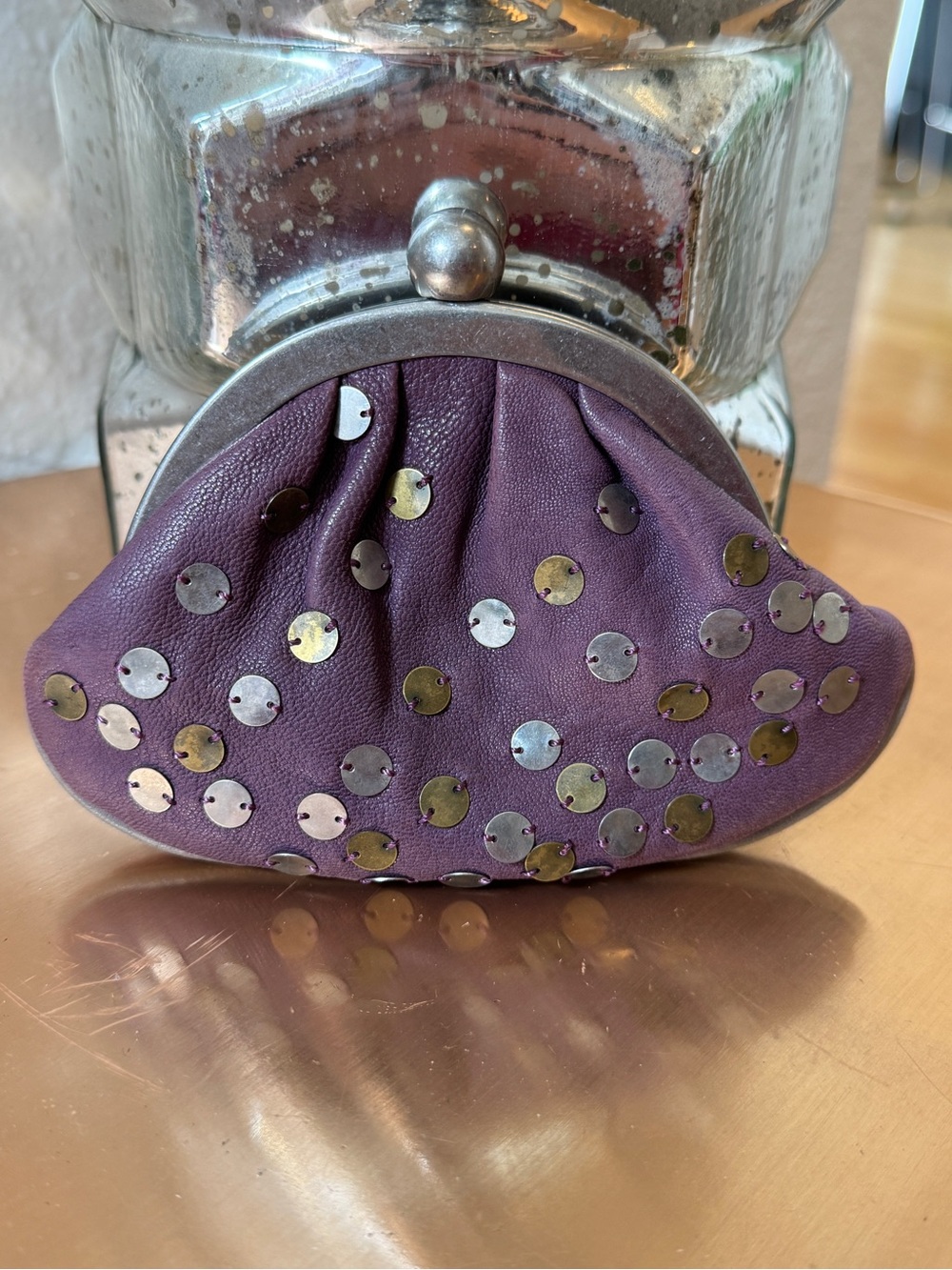 Rare! Fossil Fifty Four Purple Sequin Accent Coin Purse